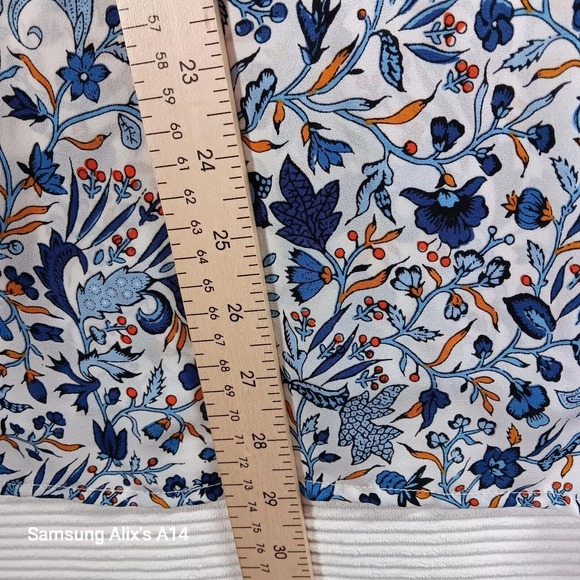 Premise Women blouse Sz 2X Floral Print Short sleeve Circular Cup White Blue - Picture 5 of 8